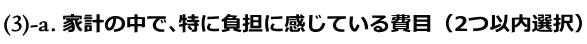 家計の中で､特に負担に感じている費目（2つ以内選択）