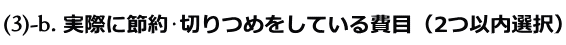 実際に節約･切りつめをしている費目（2つ以内選択）
