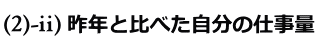 昨年と比べた自分の仕事量
