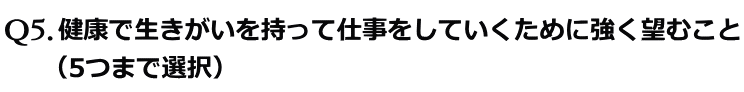 健康で生きがいを持って仕事をしていくために強く望むこと （5つまで選択）