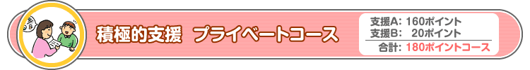 積極的支援 プライベートコース 支援A：160ポイント 支援B：20ポイント 合計：180ポイントコース