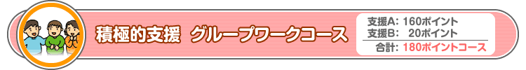 積極的支援 グループワークコース 支援A：160ポイント 支援B：20ポイント 合計：180ポイントコース