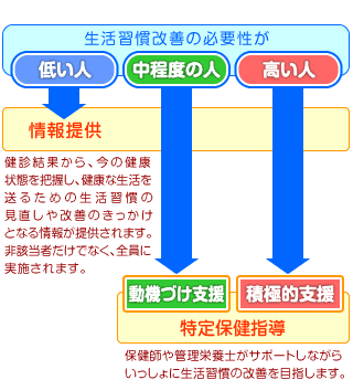 特定健診から特定保健指導へのフローチャート